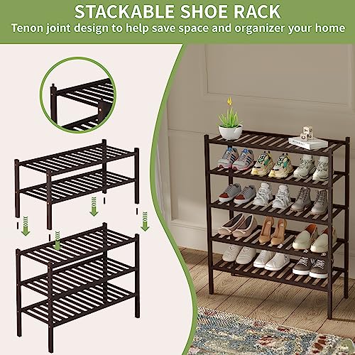 ROMGUAR CRAFT 3 Tier Bamboo Shoe Rack for Closet Free Standing - Image 6