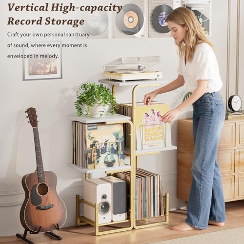 Bikoney Planter-Style Record Player Stand with Vinyl - Image 3