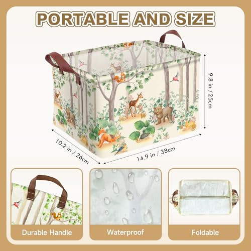 Woodland Animal Storage Basket Waterproof Canvas Toy - Image 4