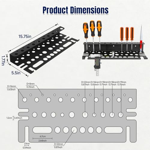 Screwdriver Organizer Wall Mount for Pliers, Screwdrivers - Image 3
