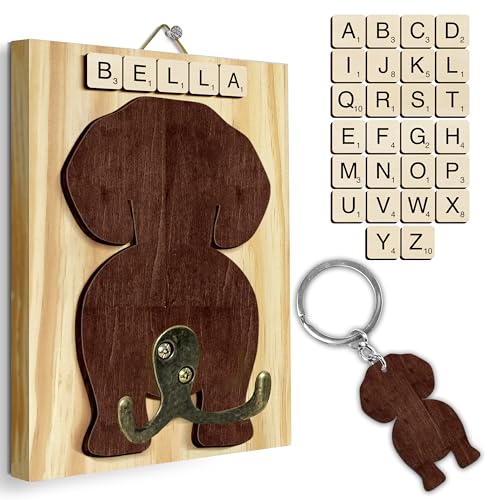 Beagle Dog Leash Holder Wall Mount with Scrabble Letters - Image 2