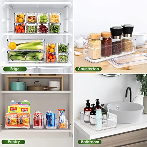 ZIJUND 14 Pack Fridge Organizer Bins with Lids, Stackable Clear - Image 8