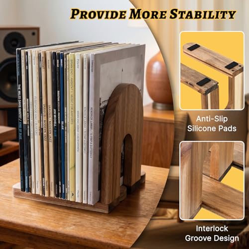 NANXITU Adjustable Vinyl Record Holder,Solid Acacia Wood - Image 6