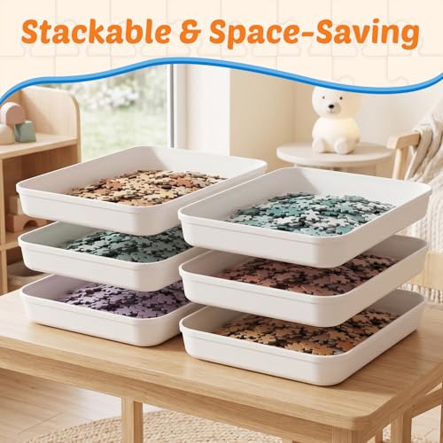 Puzzle Sorting Trays, 6 Pack Extra Large Stackable Trays - Image 4