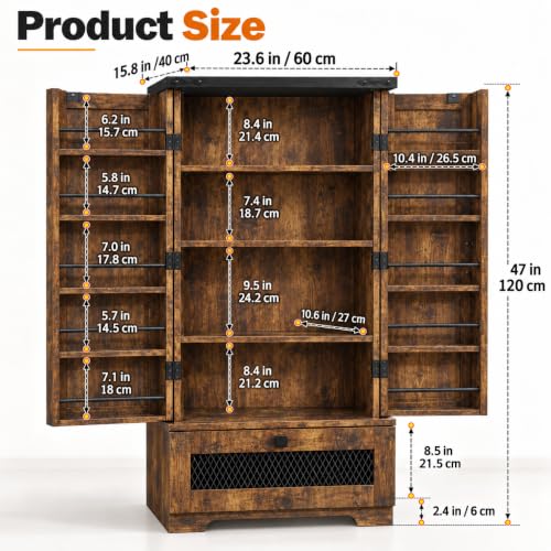 Sewing Cabinet with Storage, 47" Tall Craft Organizer - Image 3