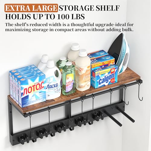 3-in-1 Broom Holder Wall Mount with Shelf, Mop Organizer - Image 6