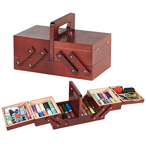 PRIMO SUPPLY Expandable Sewing Box - Seamstress Wooden Box - Image 2
