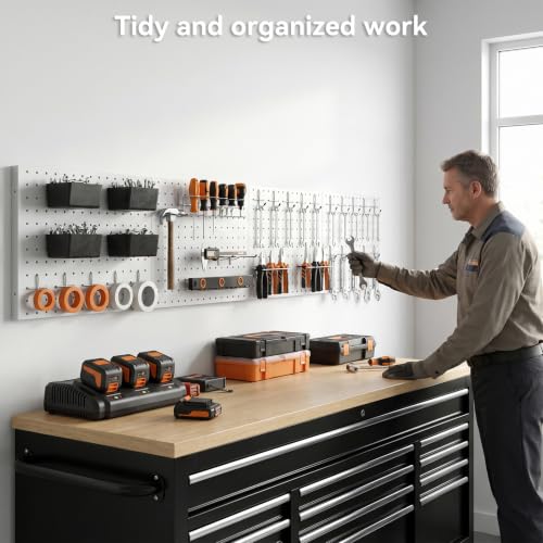Peg Board, 4 Pack Metal Pegboard with Hooks - Image 3