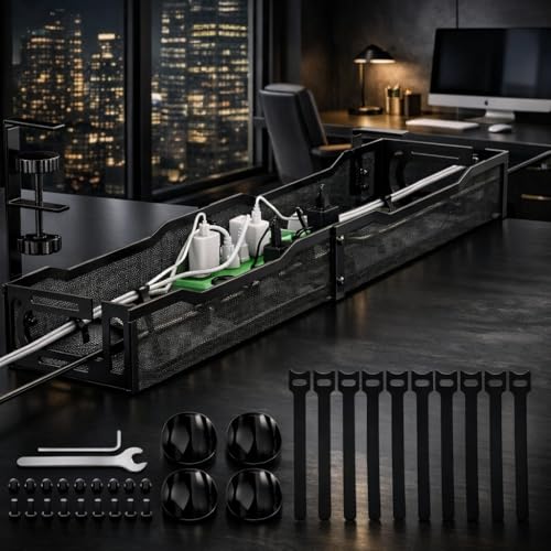 Under Desk Cable Management Tray – 25” Metal Cable | Home Organization - Image 3