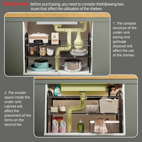Under Sink Organizers and Storage,Expandable under cabinet organizer Shelf - Image 3