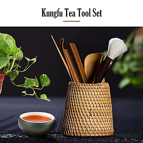 ORYOUGO Set of 3 Rattan Pen Holder Cups Hand Woven Wicker Makeup - Image 5
