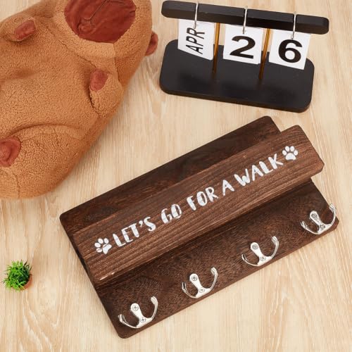 4 Hooks Wooden Dog Leash Holder Entryway Wall Organizer - Image 5