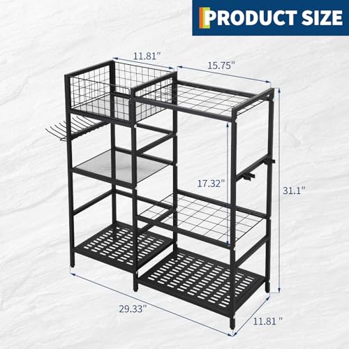 Garden Tool Organizer With Basket,3 Tier Yard Storage Rack - Image 3