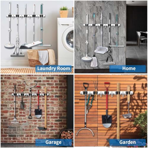 Broom Holder Wall Mount, Stainless Steel Broom Hanger Wall Mount - Image 6