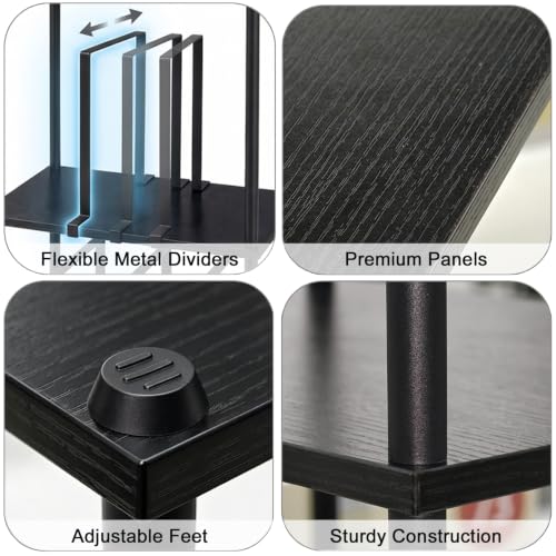 3-Tier Vinyl Record Black Storage Holder for Books | Home Organization - Image 5