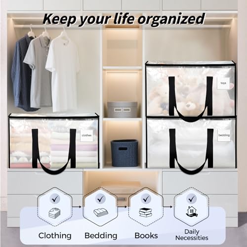 ukeetap 8 Pack Extra Large Clothes Storage Bins with Lids, Clear - Image 8
