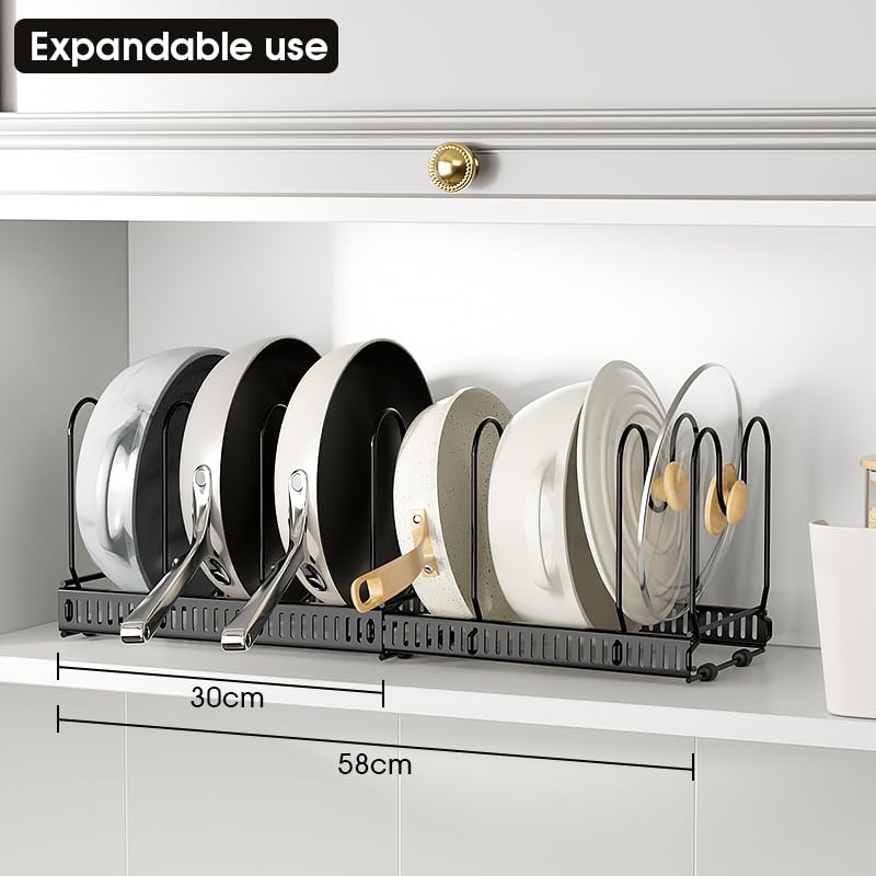 Expandable Pots and Pans Organizer Rack, Pot Lid Kitchen Cabinet - Image 4