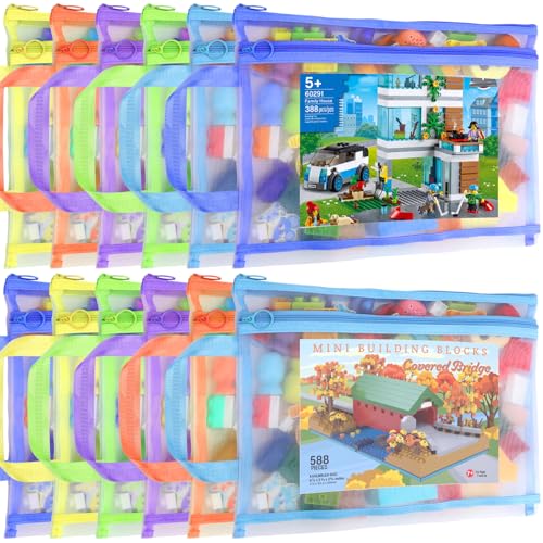 12 Pack Mesh Zipper Pouch Bags, Double-Layer Nylon Puzzle Bags - Image 2