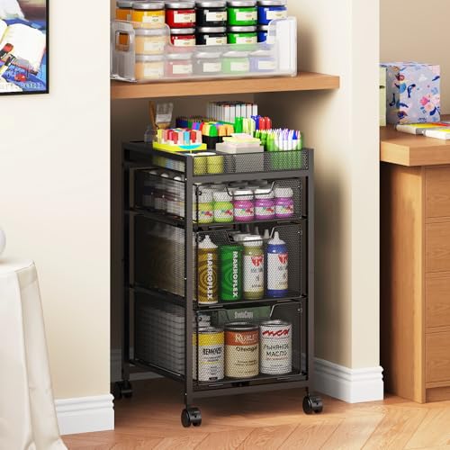 Rolling Utility Cart with 3 Drawers, Craft Organizer and Storage - Image 7