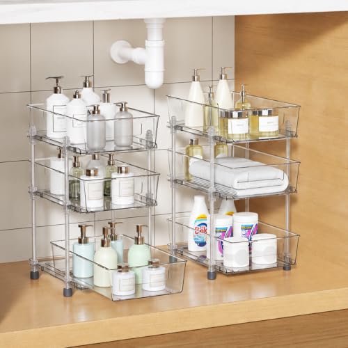 Height Adjustable Pull Out Under Sink Organizer, Bathroom - Image 2