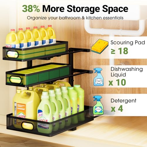 Under Sink Organizer 3 Tier, 2 Pack L-Shaped Pull-Ou | All Products - Image 6