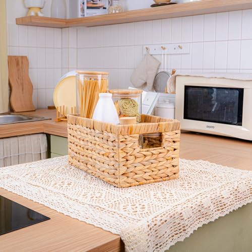 M4DECOR Set of 3 Rectangular Wicker Storage Baskets for Shelves - Image 5