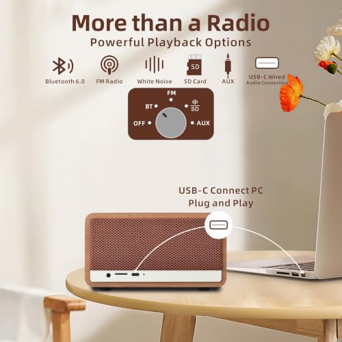 Vintage Small Radio Bluetooth Speaker for Home Office Kitchen - Image 5
