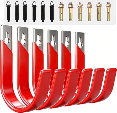 6 Pack Metal Garage Hooks, Heavy Duty Hose Hanger Wall - Image 2