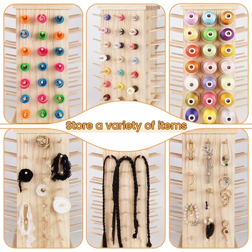 New brothread 93 Spools 360° Fully Rotating Wooden Thread Rack - Image 6