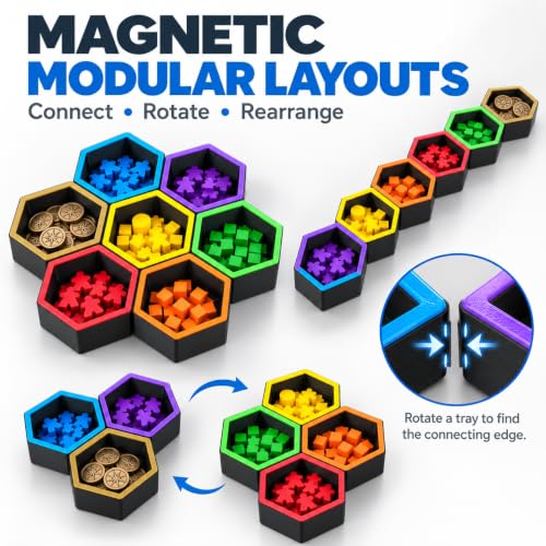 7 Pack Magnetic Hex Board Game Organizer Trays Stackable - Image 4