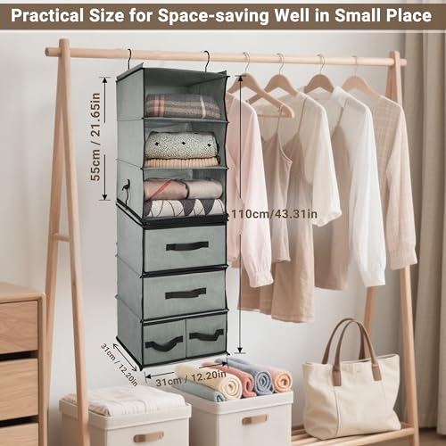 2in1 Hanging Shelf with 4 Drawers,6-tier Closet Organizer - Image 4