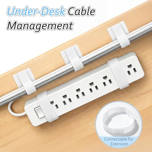Cable Management Under Desk Detachable Cable Straps, White - Image 4