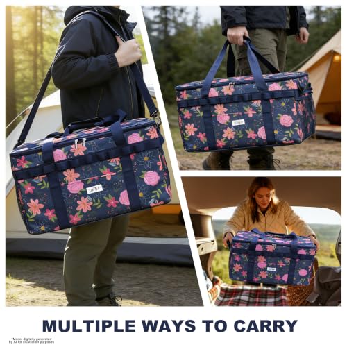 Floral Camping Gear Organizer, Travel Storage with Pouches, 42L - Image 8