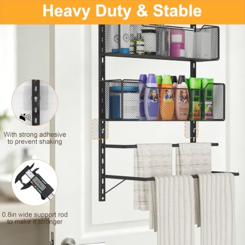VyGrow Over The Door Towel Rack with 3 Tier Mesh Baskets - Image 7