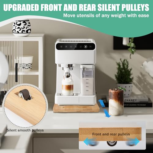 Bamboo Sliding Appliance Tray,Coffee Maker Slider Tray - Image 5