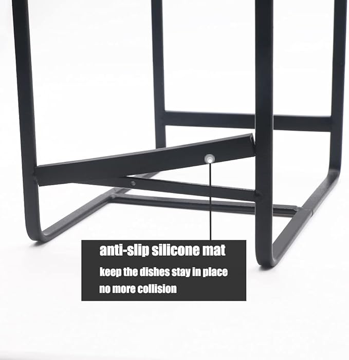 4PCS Plate Holders Organizer, Metal Dish Storage Dying Display Rack for Cabinet, Counter and Cupboard - Black， 2 Small and 2 Large