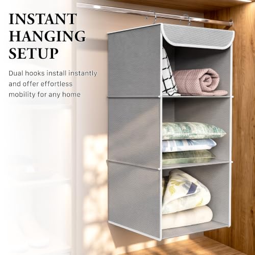 Simple Houseware 3 Shelf Hanging Closet Organizer, Gray - Image 7