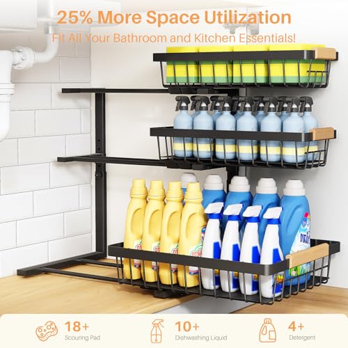 PXRACK Under Sink Organizer, 1-Pack 3-Tier Height - Image 5