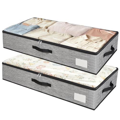 2 Pack Under Bed Storage Containers with Handles & Label Holder - Image 2