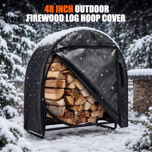 48 Inch Firewood Log Hoop Cover with Zipper, Outdoor - Image 6
