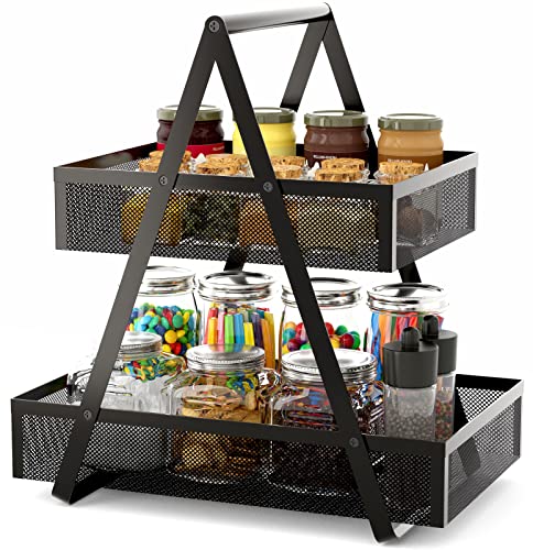 EKNITEY Snack Organizer for Countertop - 2 Tier Metal Snack - Image 2