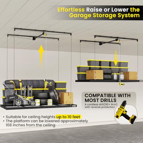 FERO Overhead Garage Storage Rack 4x8, 500 lb Heavy-Duty Capacity - Image 7
