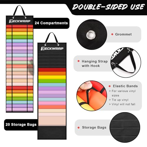 TECKWRAP Vinyl Roll Holder with 44 Compartments, Black - Image 3