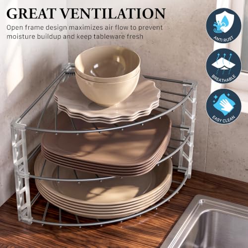 Simple Houseware 3-Tier Counter Corner Shelf Organizer, Silver - Image 7