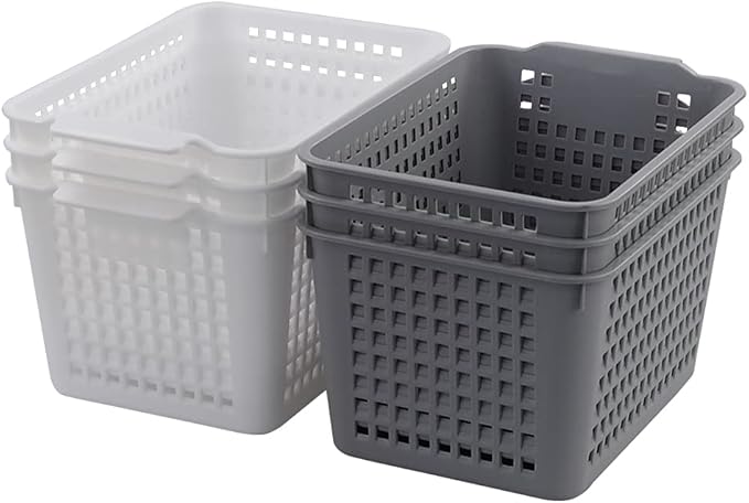 Deep Plastic Storage Basket, 6 Packs
