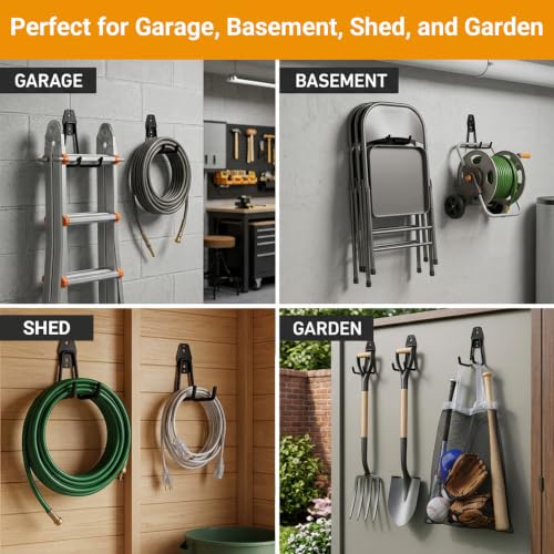 Garage Hooks, 4 Pack 7.7inch Large Square Wall Hooks | All Products - Image 6