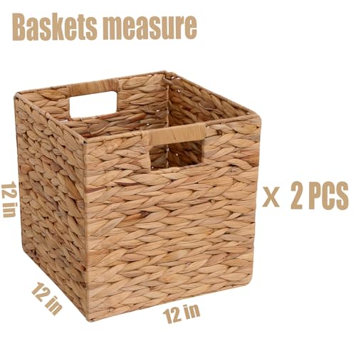 12x12x12 Inch Wicker Storage Basket Set of 2 Foldable Hyacinth - Image 5