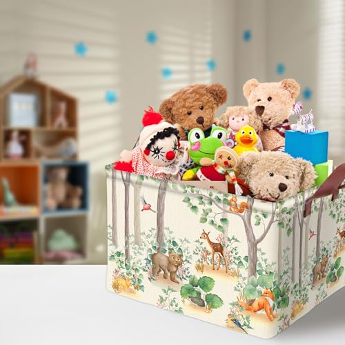 Woodland Animal Storage Basket Waterproof Canvas Toy - Image 3