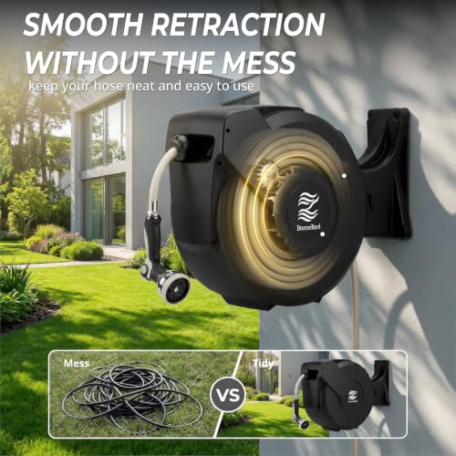 Retractable Garden Hose Reel - 5/8 in x 100 ft Automatic Wall - Image 4