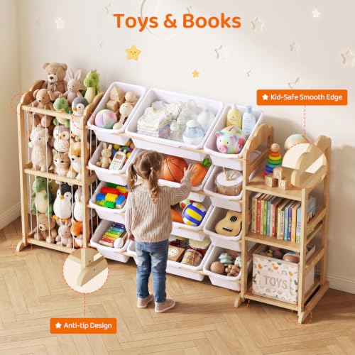 LAMU 3-in-1 Toy Storage Organizer with Bookshelf, Stuffed - Image 4